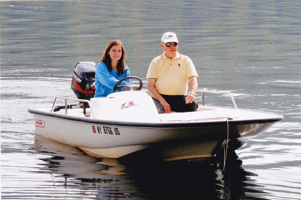 Erica and Grandpa in the Boat